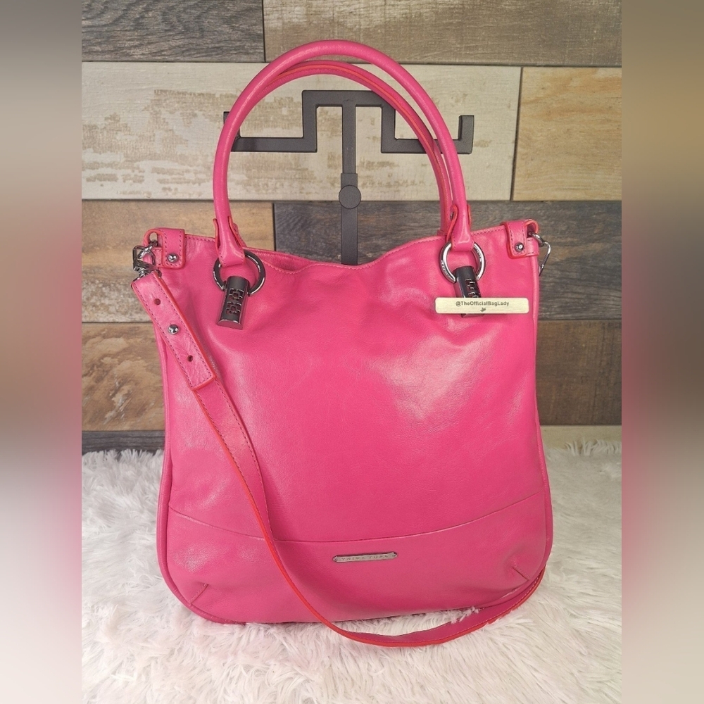 Trina Turk Pink Leather Tote Bag W/ Crossbody